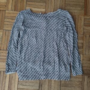 LOFT Grey/White Long Sleeve Crew Neck Sweater With Abstract Pattern